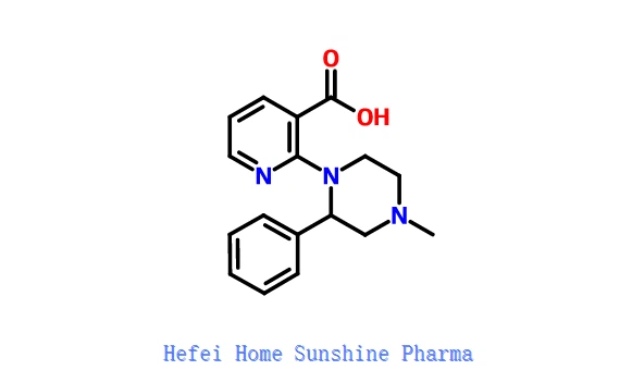 2- (4-Metil-2-fenilpiperazin-1-il) Aċidu nikotiniku CAS 61338-13-4